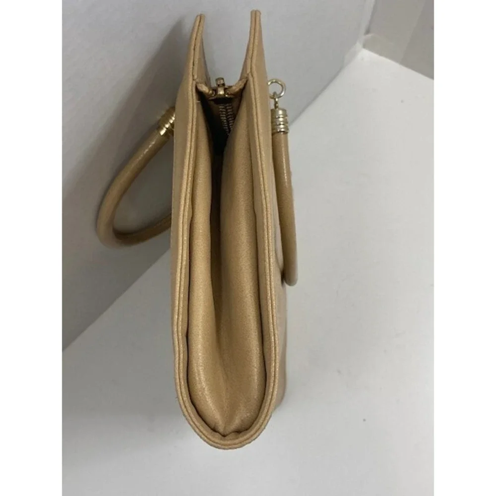 Vintage Francois Tan Leather Handbag Purse with Interior‎ Mirror Made in USA MCM